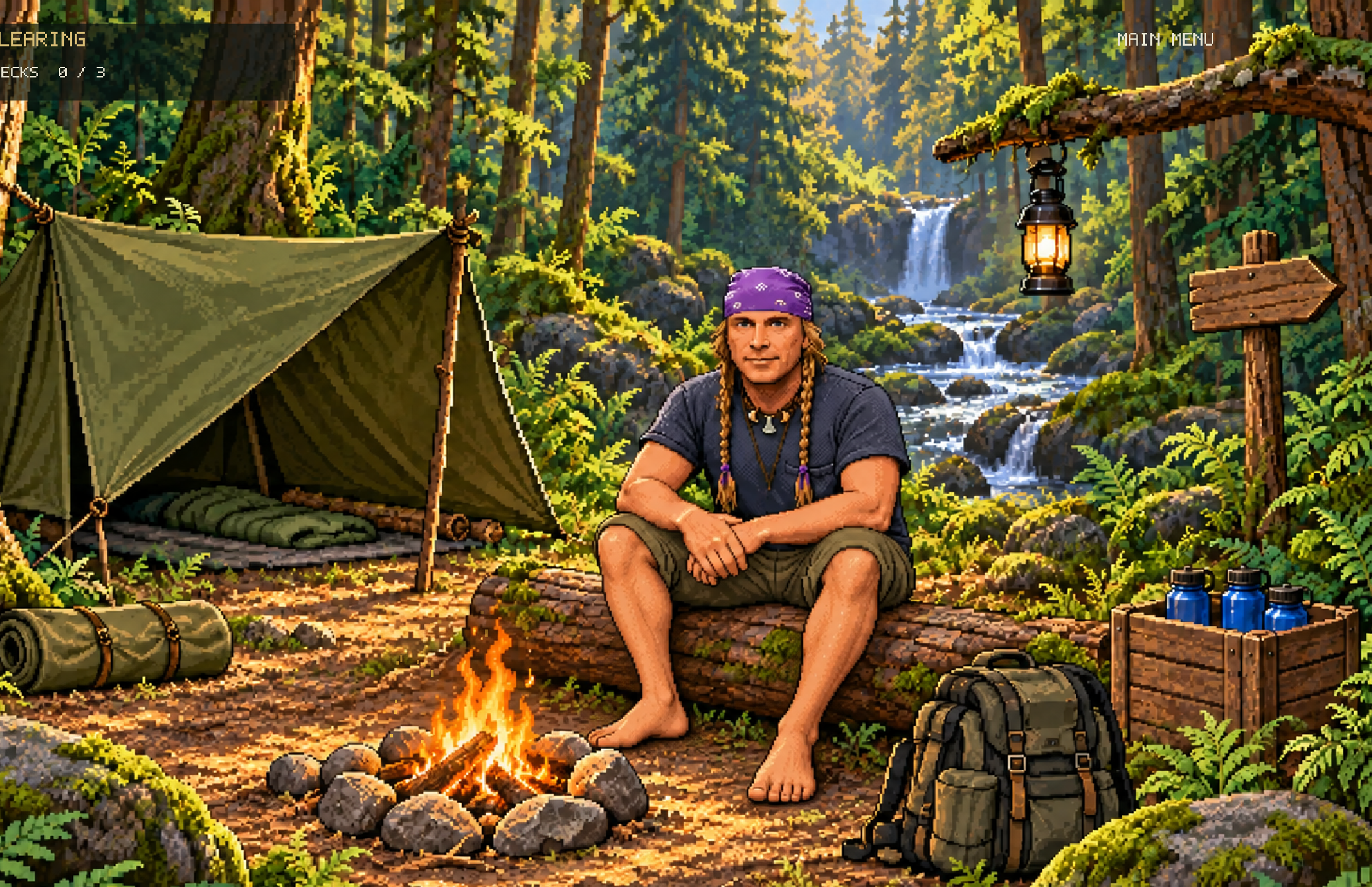 Cody at the forest camp during the day.