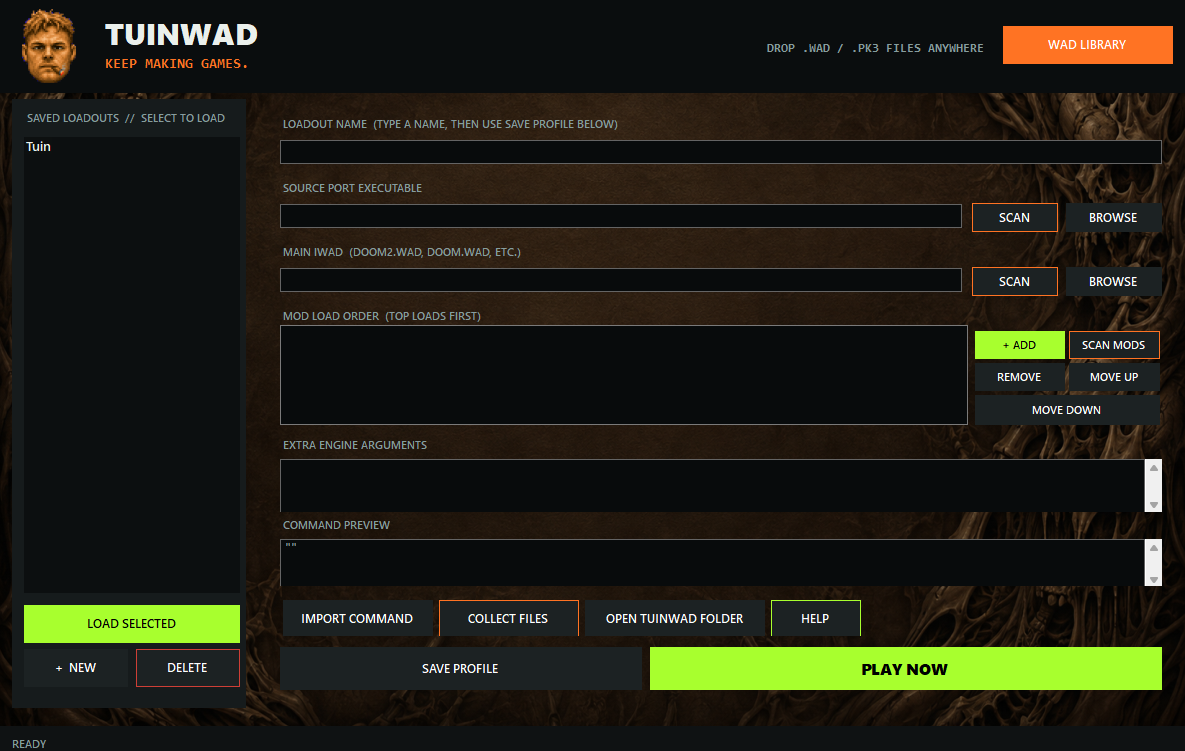 The TuinWAD launcher interface