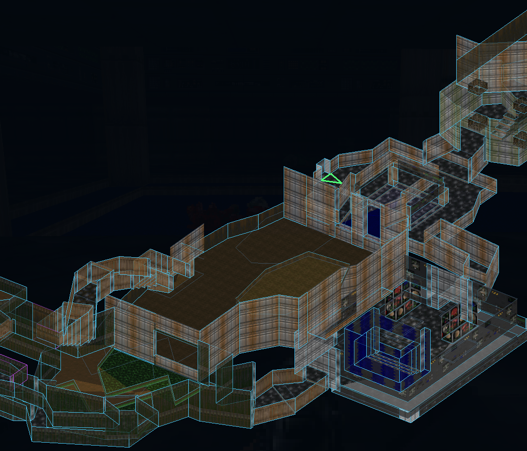 A textured 3D overview of a multi-level techbase map.