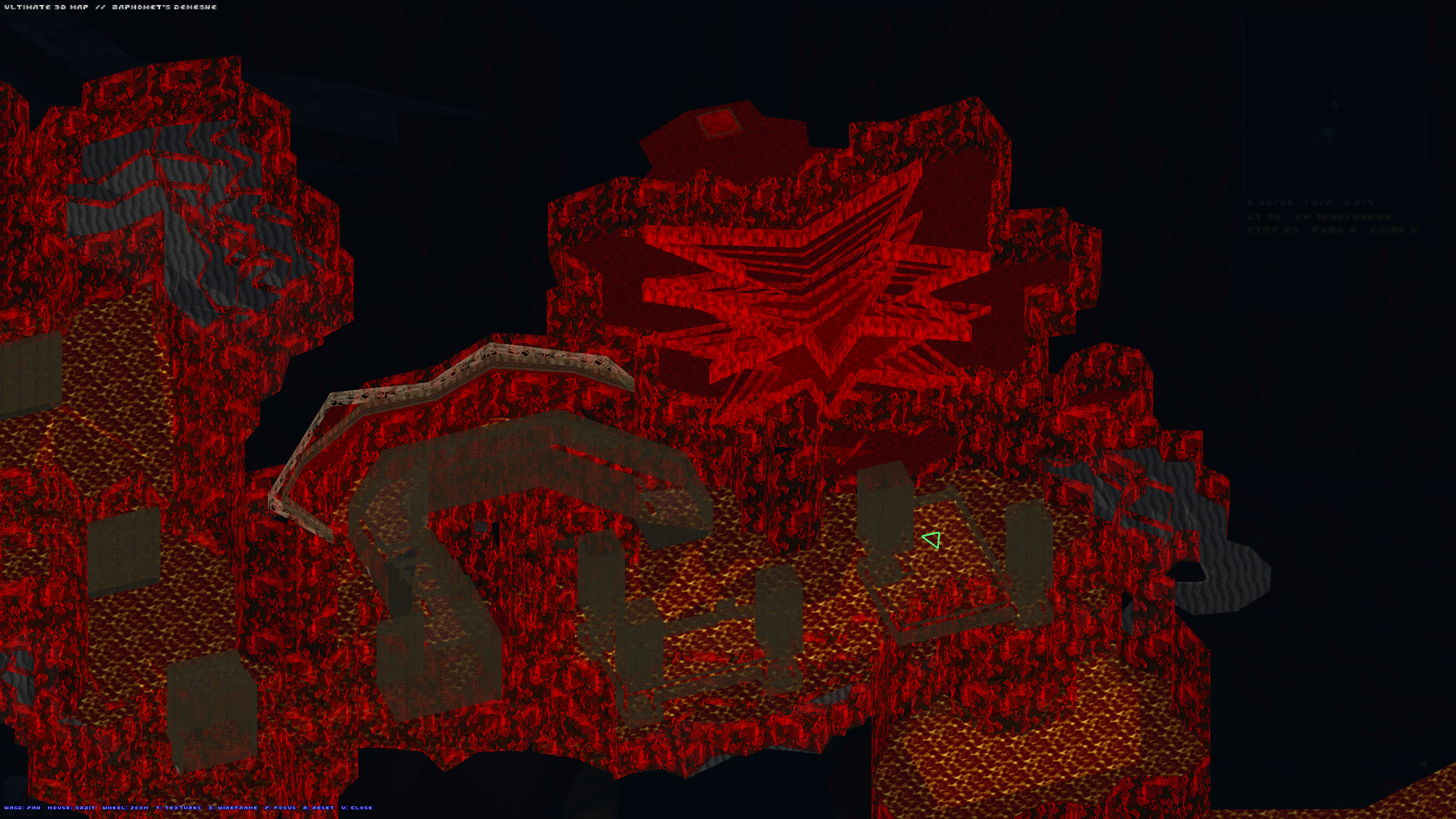 Baphomet's Demesne rendered as a fully textured 3D map.